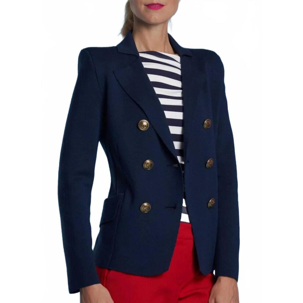 NEW MAISON COMMON double-breasted knitted jacket with buttons in navy